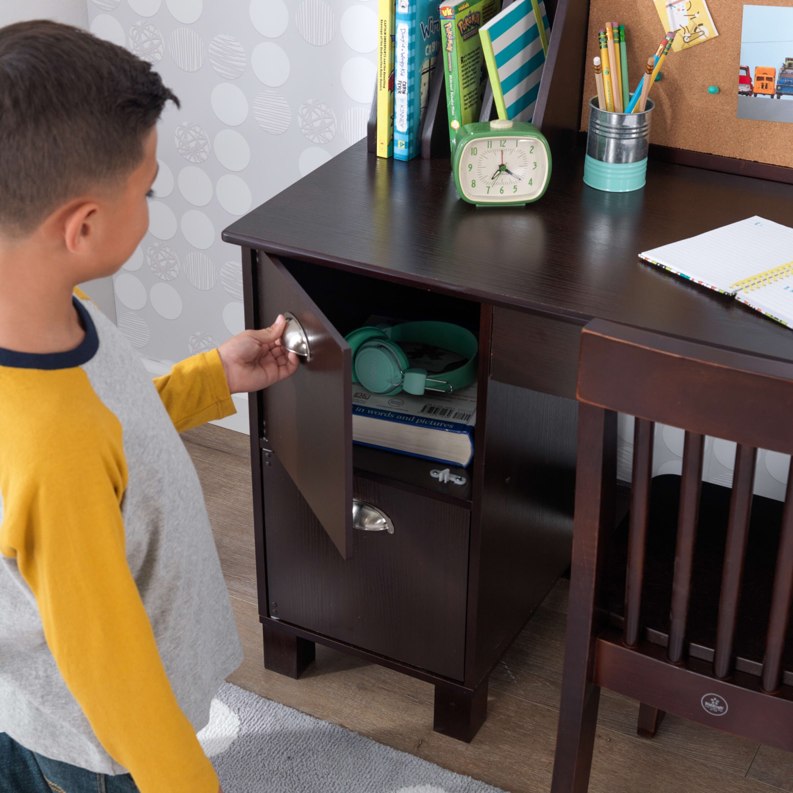 KidKraft Wooden Children's Study Desk with Chair, Espresso, For Ages 5+