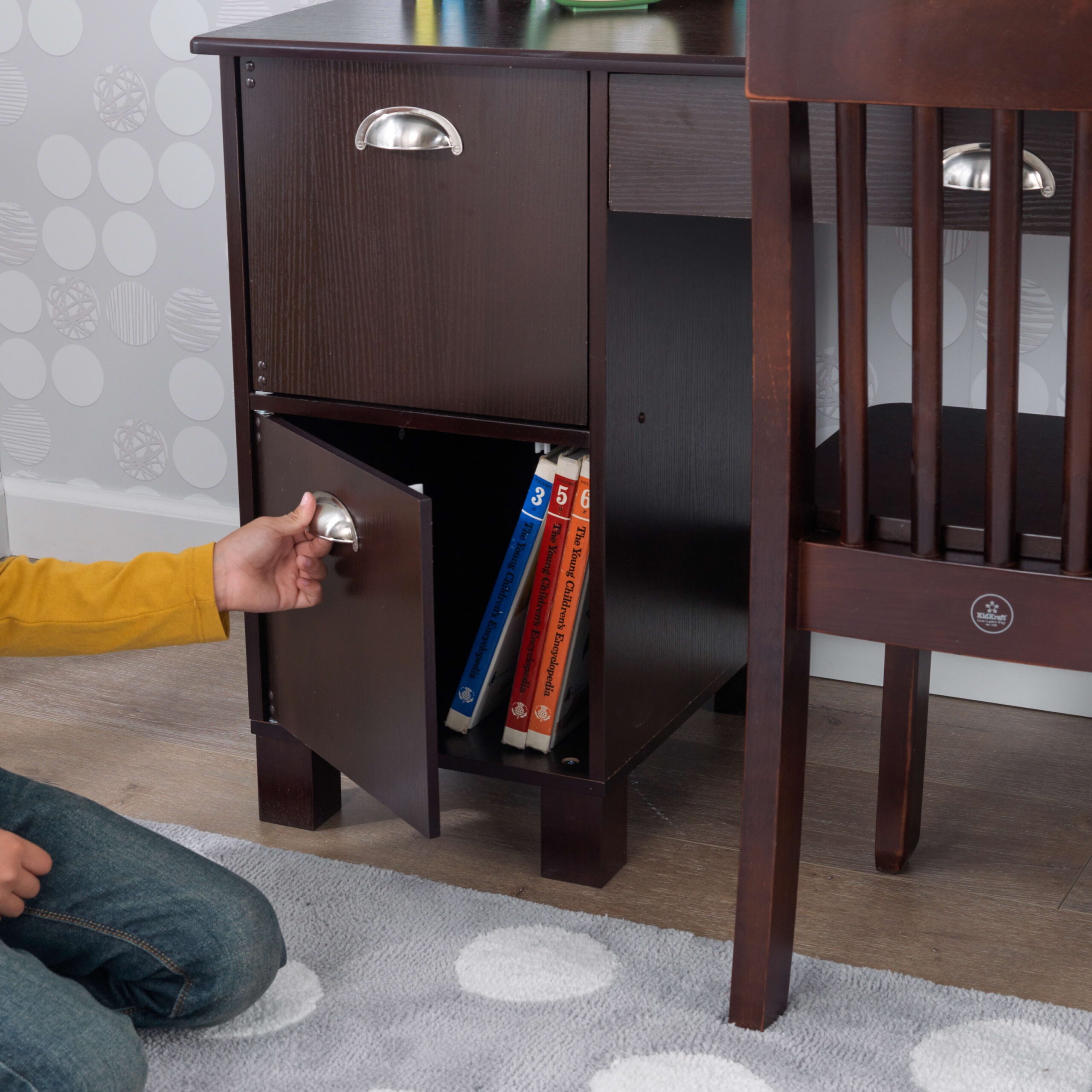 KidKraft Wooden Children's Study Desk with Chair, Espresso, For Ages 5+