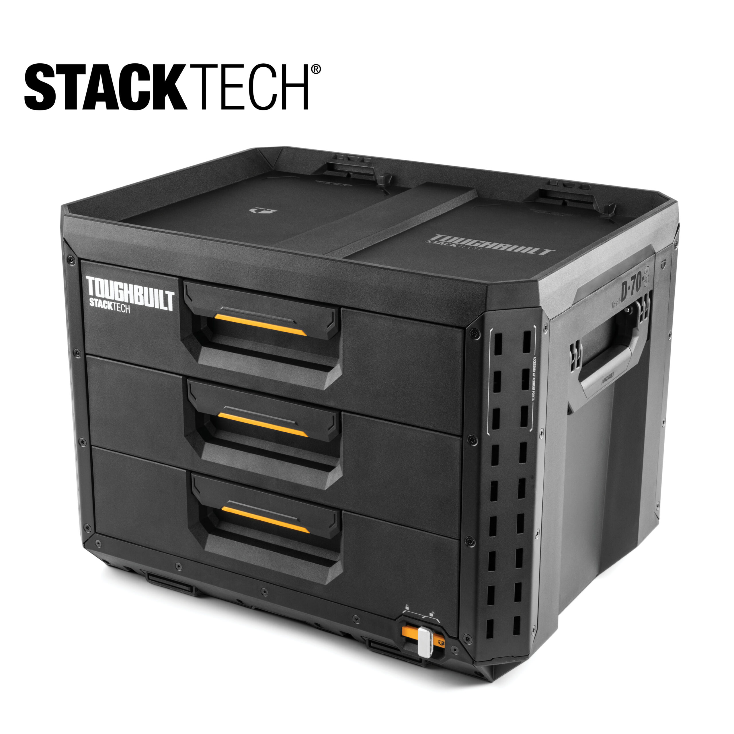 TOUGHBUILT StackTech 3 PC Tradesman Set 22.3-in W x 32.75-in H x 19.7-in D 3 -Drawer Black Plastic/Metal Rolling Tool Box