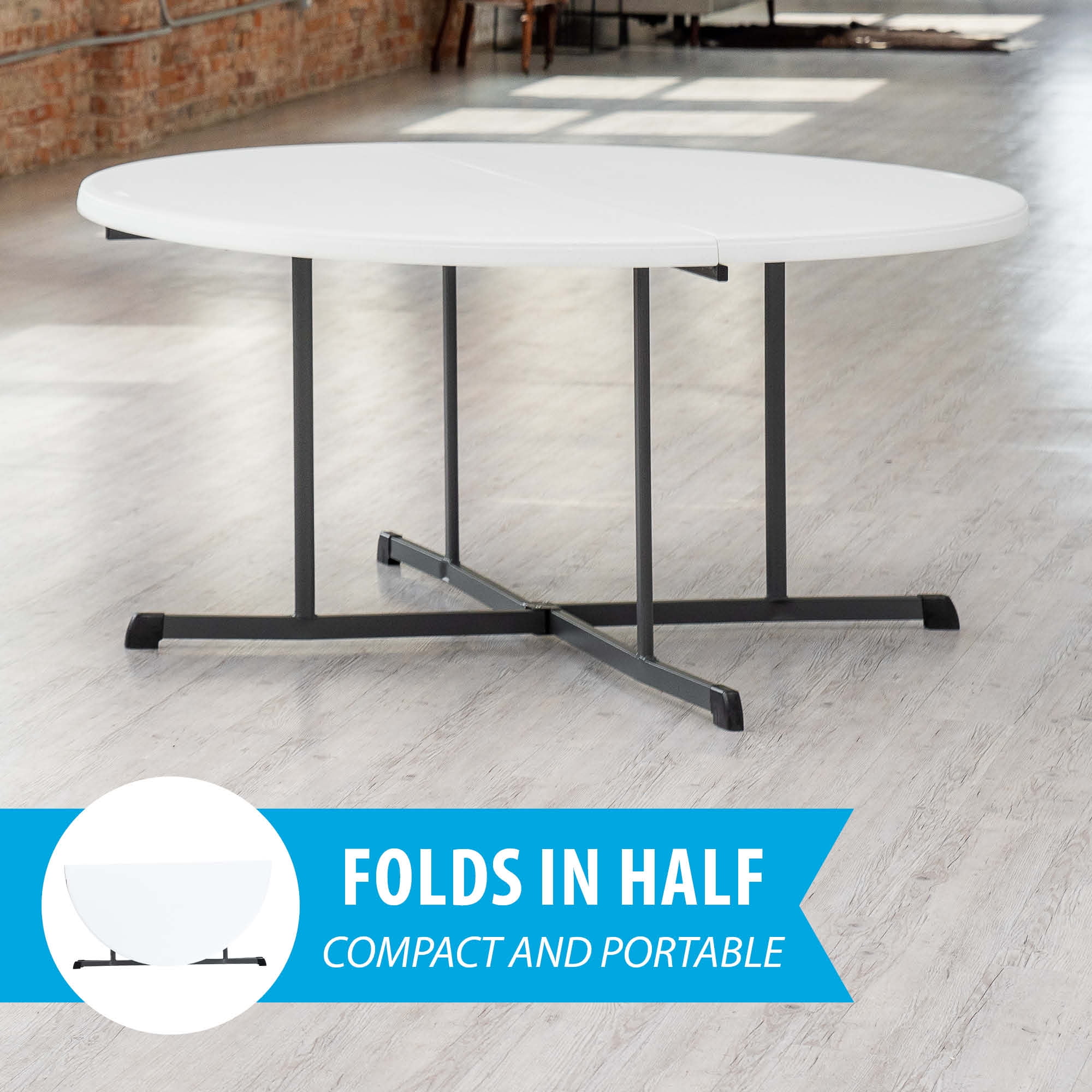 Lifetime 60" Centerfold Indoor/Outdoor Commercial Grade Folding Round Table, Almond 1 Piece 1 Count (80806)