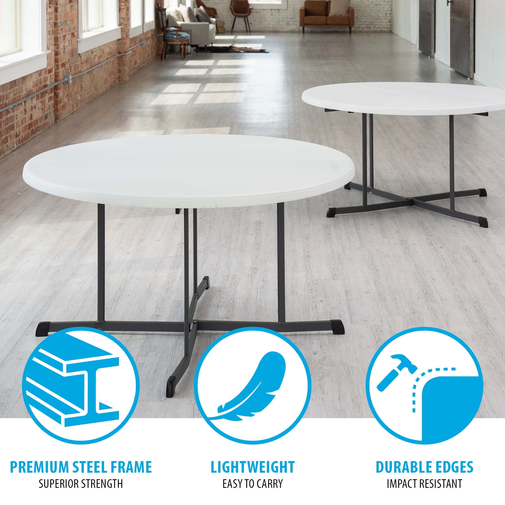 Lifetime 60" Centerfold Indoor/Outdoor Commercial Grade Folding Round Table, Almond 1 Piece 1 Count (80806)