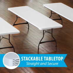 Lifetime 8 ft. Nesting Rectangle Folding Table, Indoor/Outdoor Commercial Grade, White (280299)