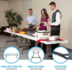 Lifetime 8 ft. Nesting Rectangle Folding Table, Indoor/Outdoor Commercial Grade, White (280299)