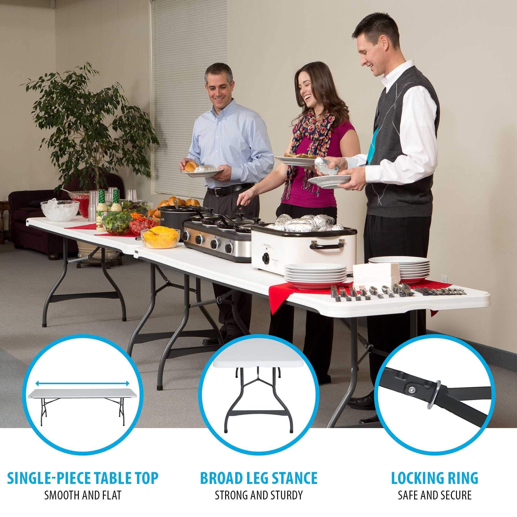 Lifetime 8 ft. Nesting Rectangle Folding Table, Indoor/Outdoor Commercial Grade, White (280299)