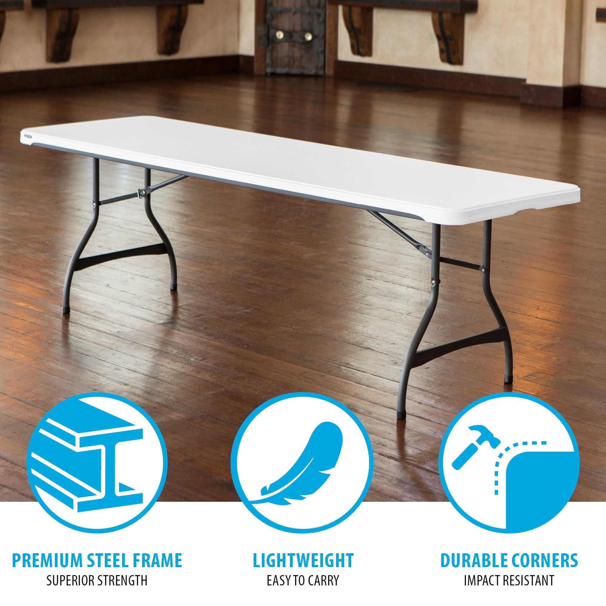 Lifetime 8 ft. Nesting Rectangle Folding Table, Indoor/Outdoor Commercial Grade, White (280299)