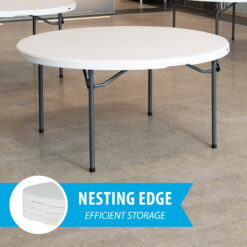 Lifetime 60 inch Round Folding Table, Indoor/Outdoor Commercial Grade, White Granite (280301)