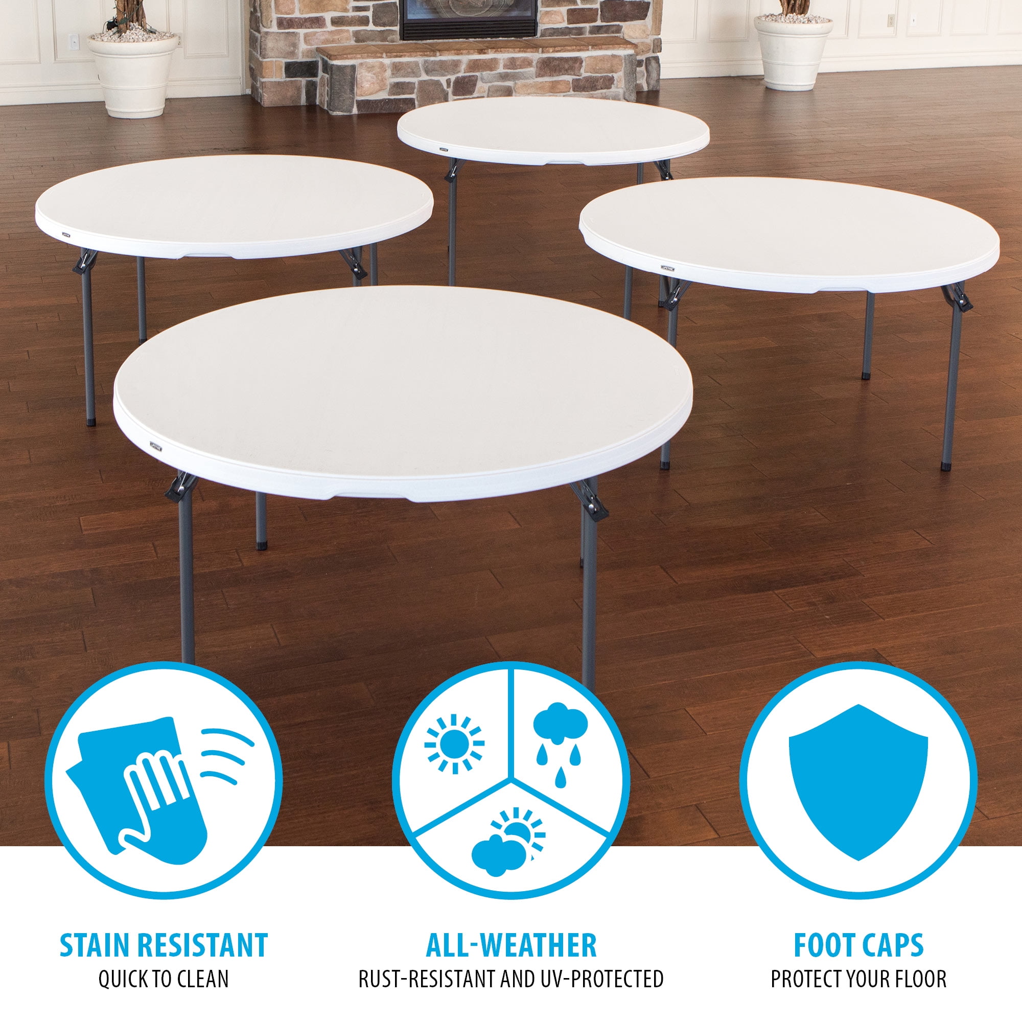 Lifetime 60 inch Round Folding Table, Indoor/Outdoor Commercial Grade, White Granite (280301)