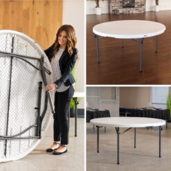 Lifetime 60 inch Round Folding Table, Indoor/Outdoor Commercial Grade, White Granite (280301)