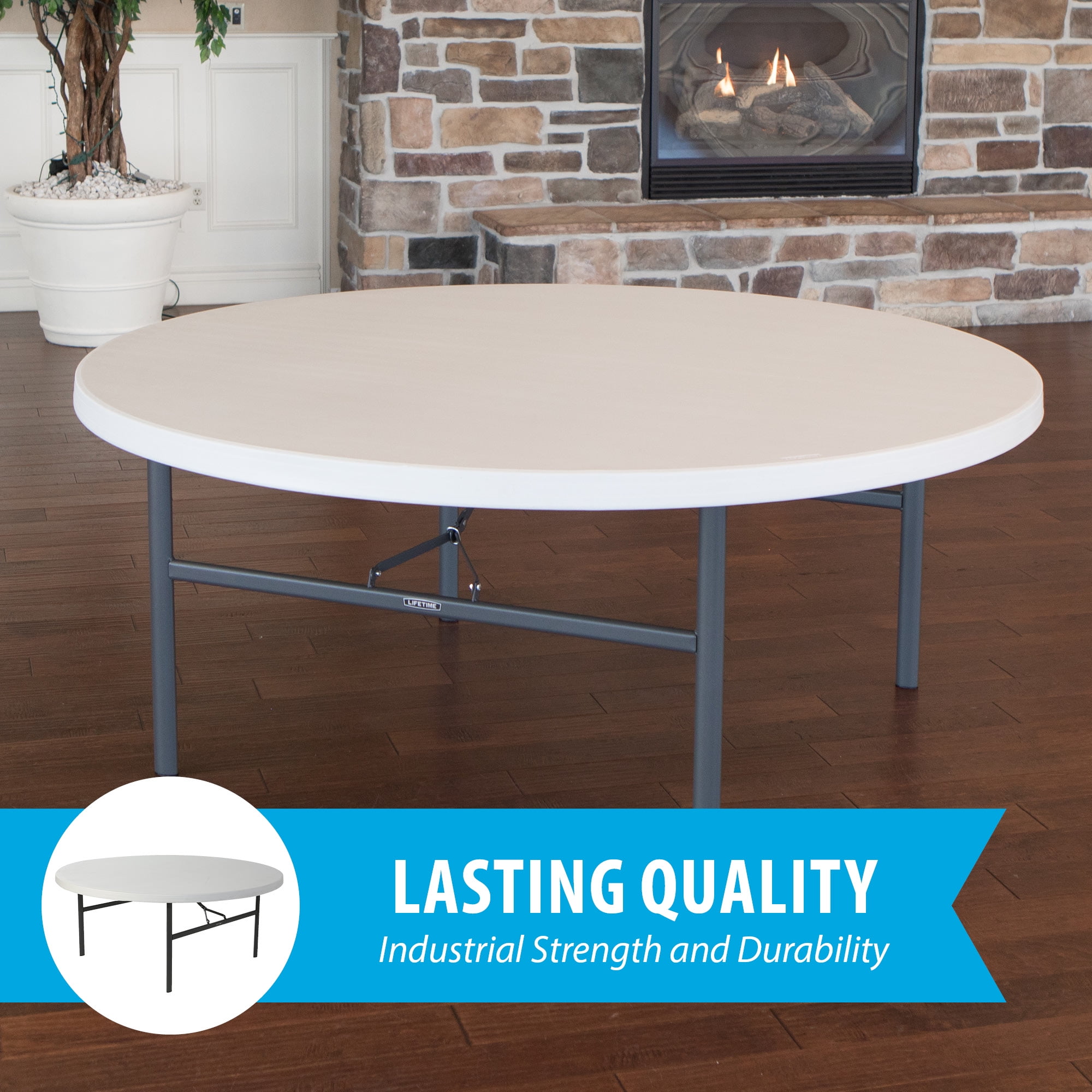 Lifetime 72" Commercial Grade Round Folding Table, White (22673)