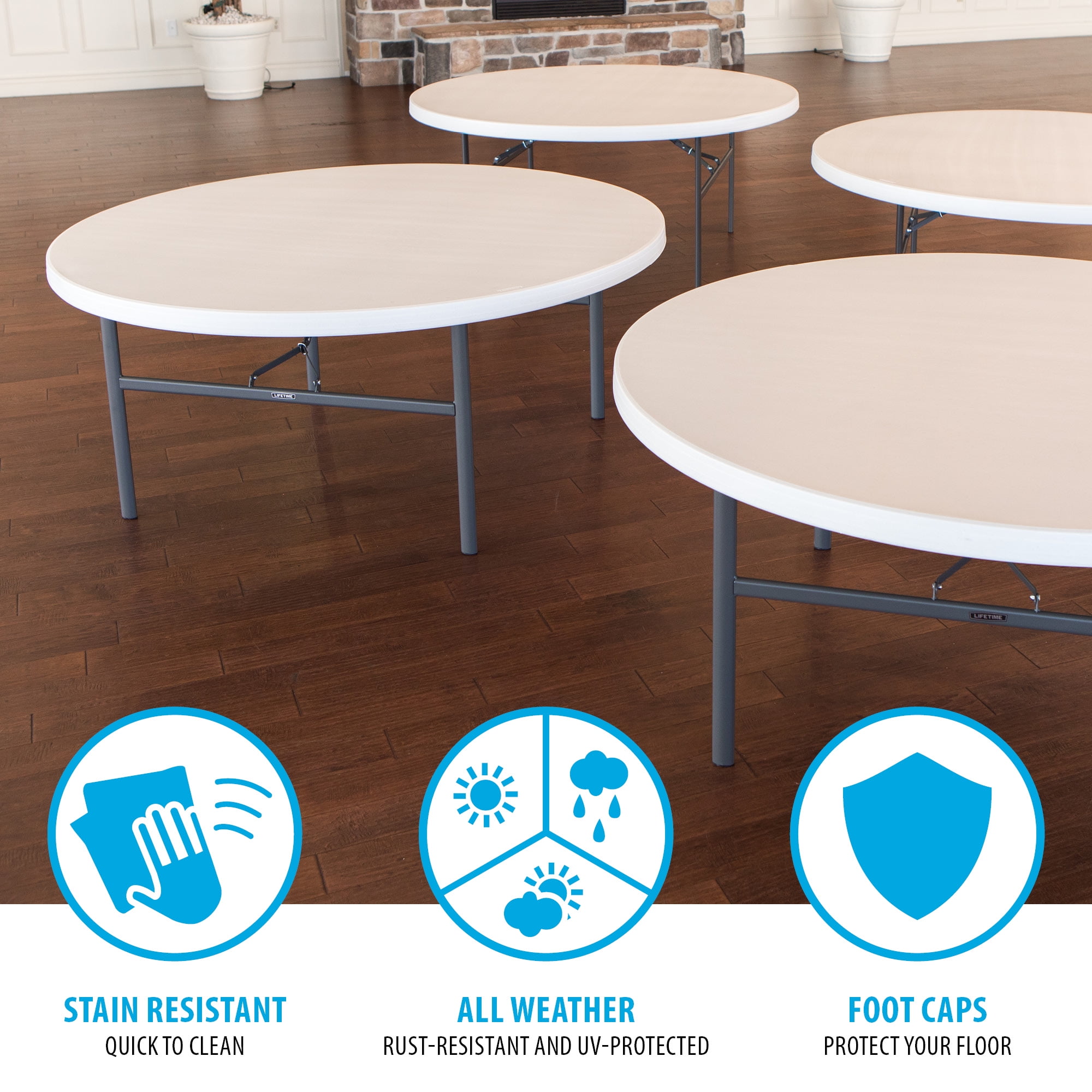 Lifetime 72" Commercial Grade Round Folding Table, White (22673)