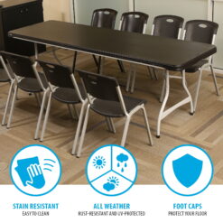 Lifetime 8 Foot Nesting Rectangle Table, Indoor/Outdoor Commercial Grade, Black (280462)