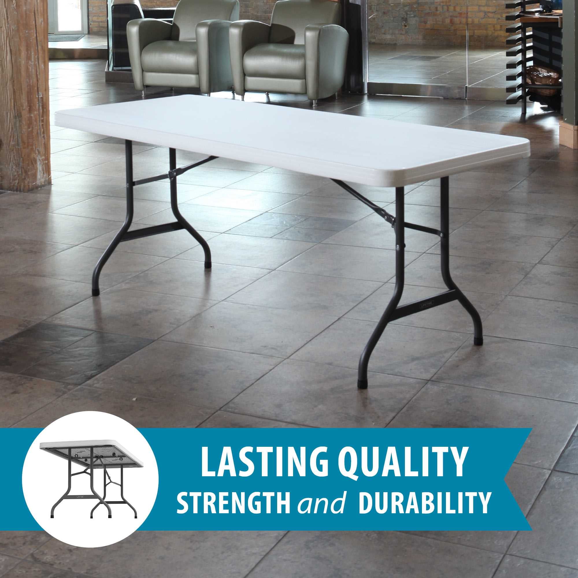 Lifetime 6' Commercial Grade High-Quality Folding Table, White