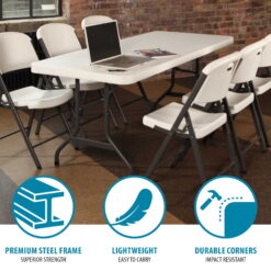 Lifetime 6' Commercial Grade High-Quality Folding Table, White