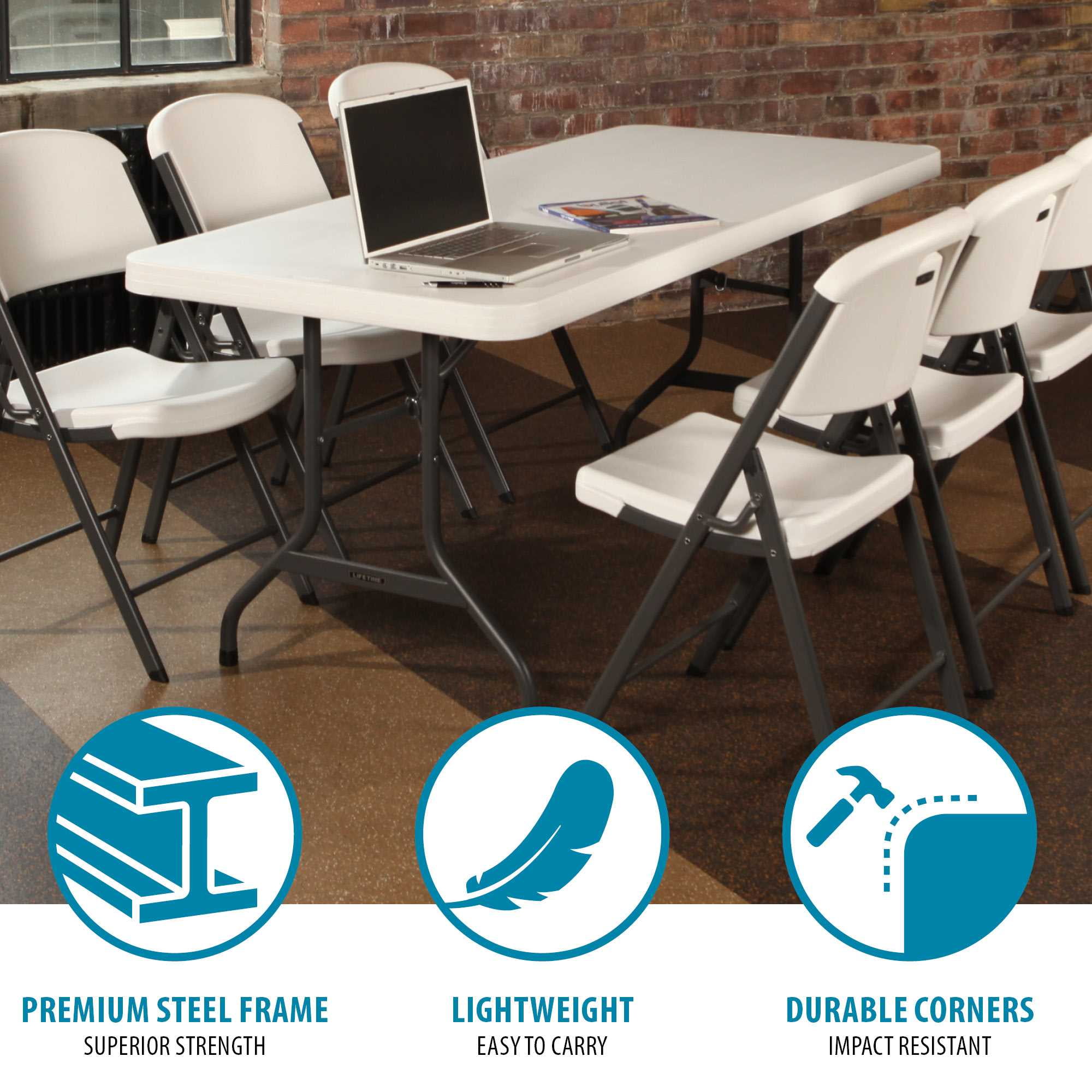 Lifetime 6' Commercial Grade High-Quality Folding Table, White