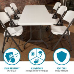 Lifetime 6' Commercial Grade High-Quality Folding Table, White
