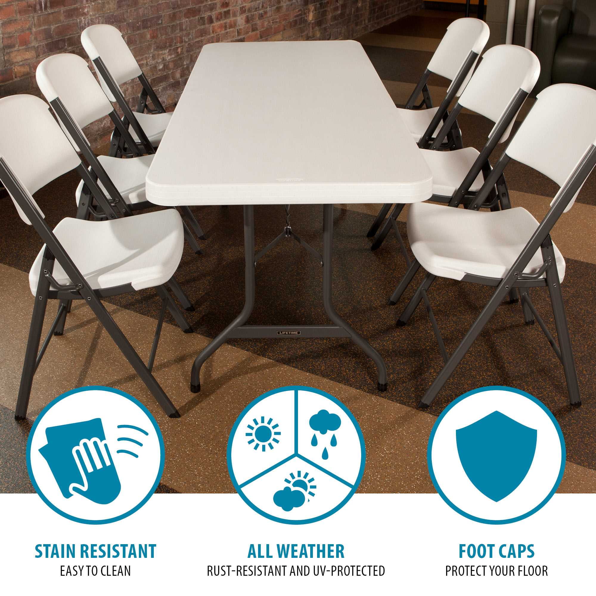 Lifetime 6' Commercial Grade High-Quality Folding Table, White