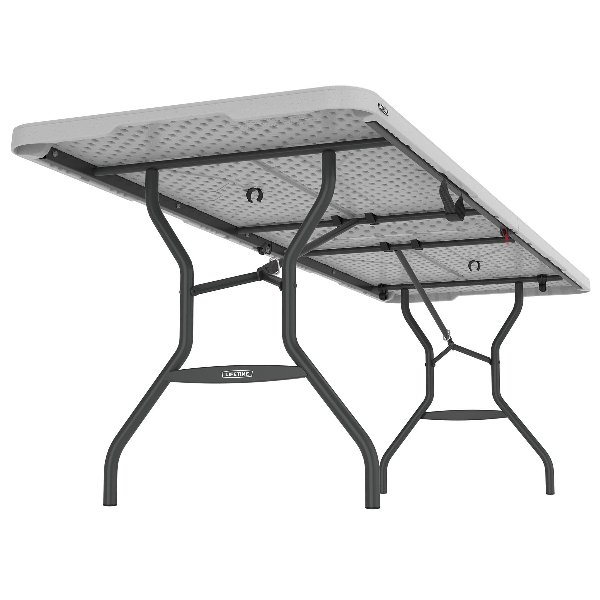 Lifetime 8 Foot Fold-in-Half Rectangle Table, Indoor/Outdoor Commercial Grade, White Granite (280270)