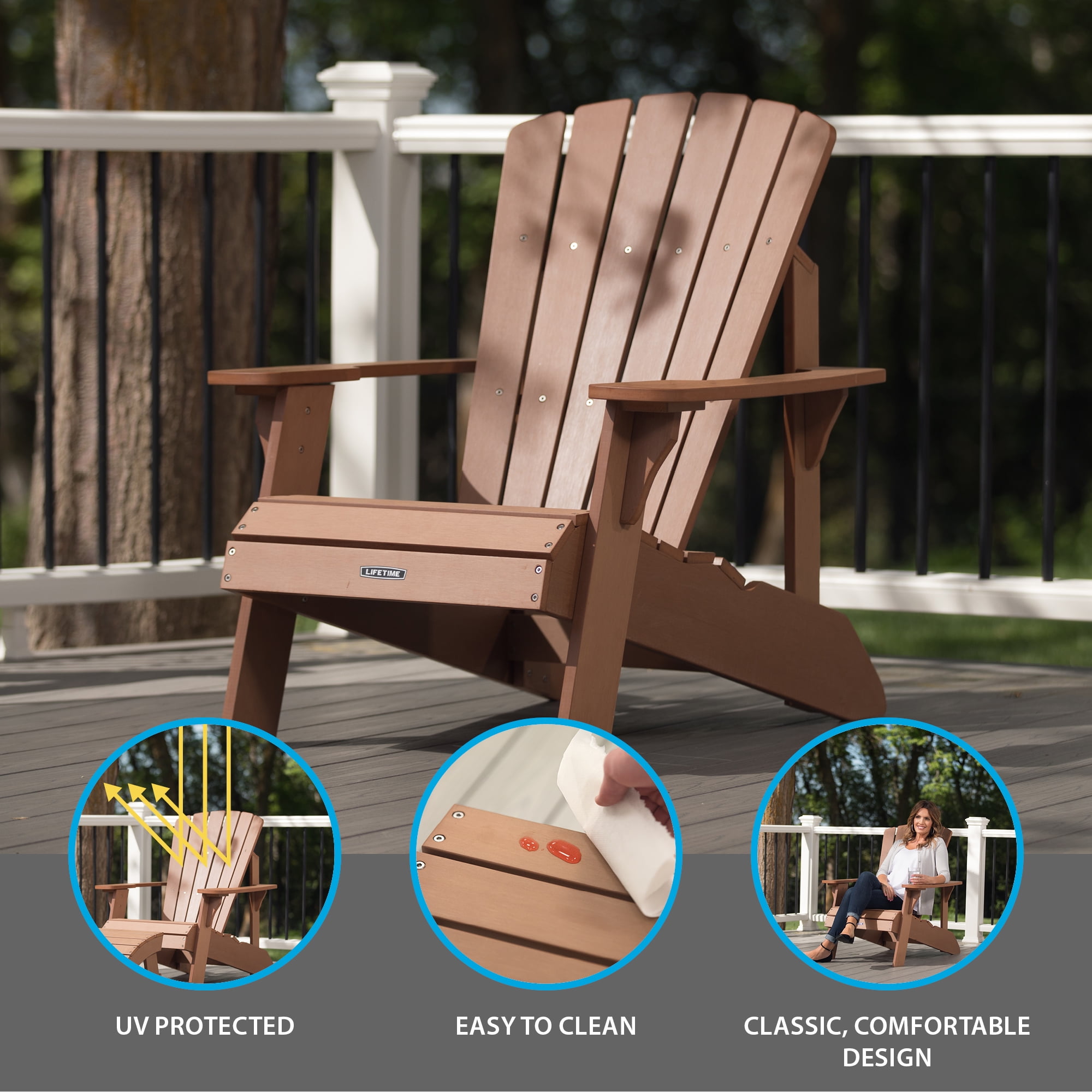 Lifetime Outdoor Polystyrene Adirondack Chair, Brown, 60064