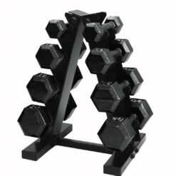 Cap Barbell 100 lb Cast Iron Hex Dumbbell Weight Set with Rack, Black