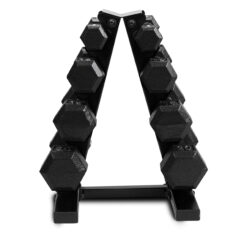 Cap Barbell 100 lb Cast Iron Hex Dumbbell Weight Set with Rack, Black