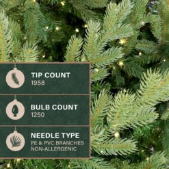 Fraser Hill Farm 7.5-ft Foxtail pine Pre-lit Artificial Christmas Tree with White LED Lights
