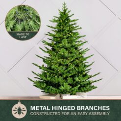 Fraser Hill Farm 7.5-ft Foxtail pine Pre-lit Artificial Christmas Tree with White LED Lights