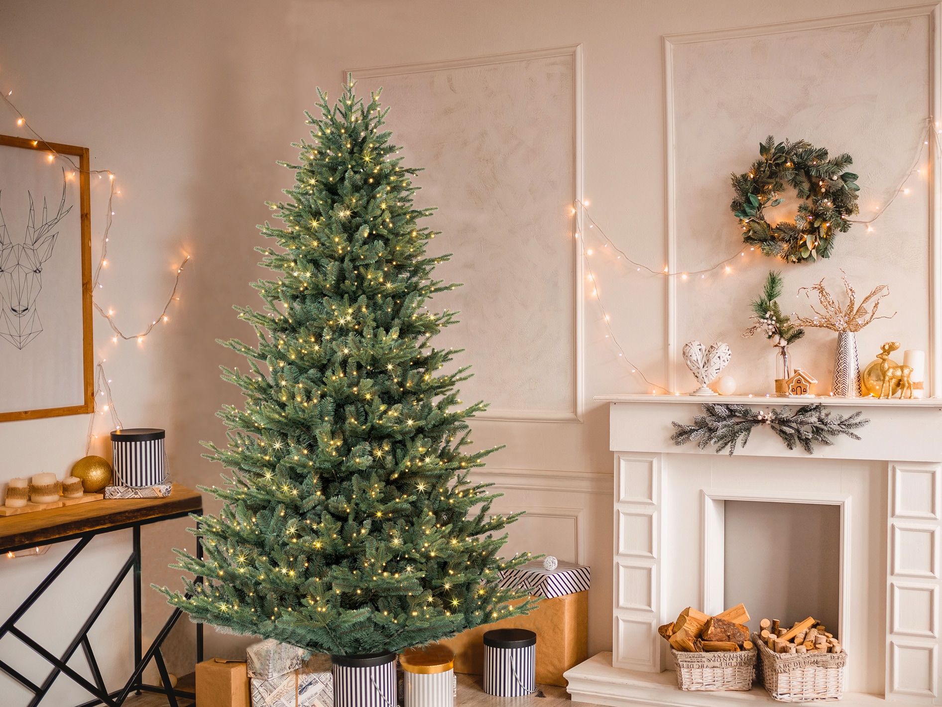 GE 7.5-ft Montana Fir Pre-lit Artificial Christmas Tree with White LED Lights