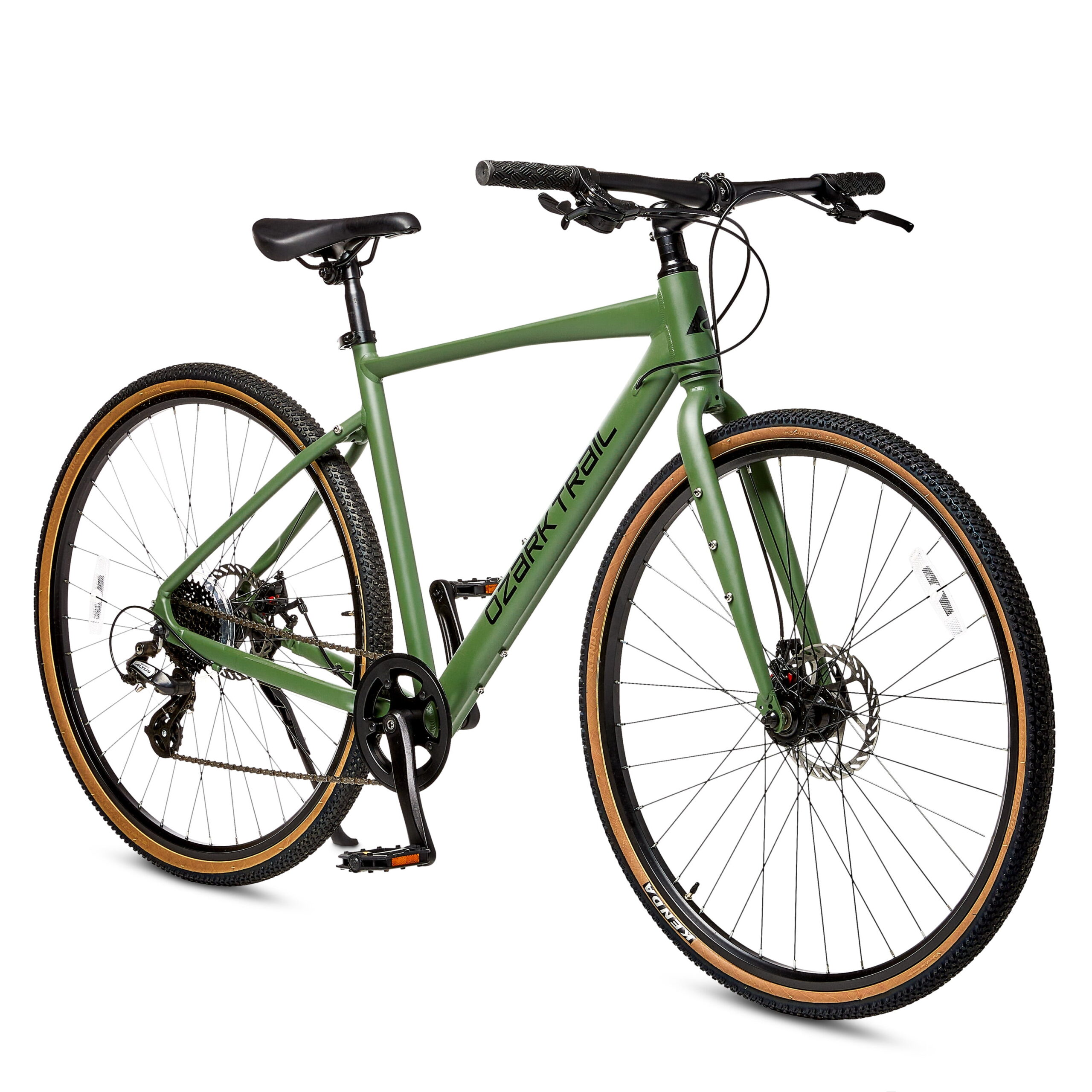 Ozark Trail 700C G.1 Explorer Flat Bar Gravel Bike, Small Frame, Fits Riders 5'1" - 5'5", Green, Adult, Unisex