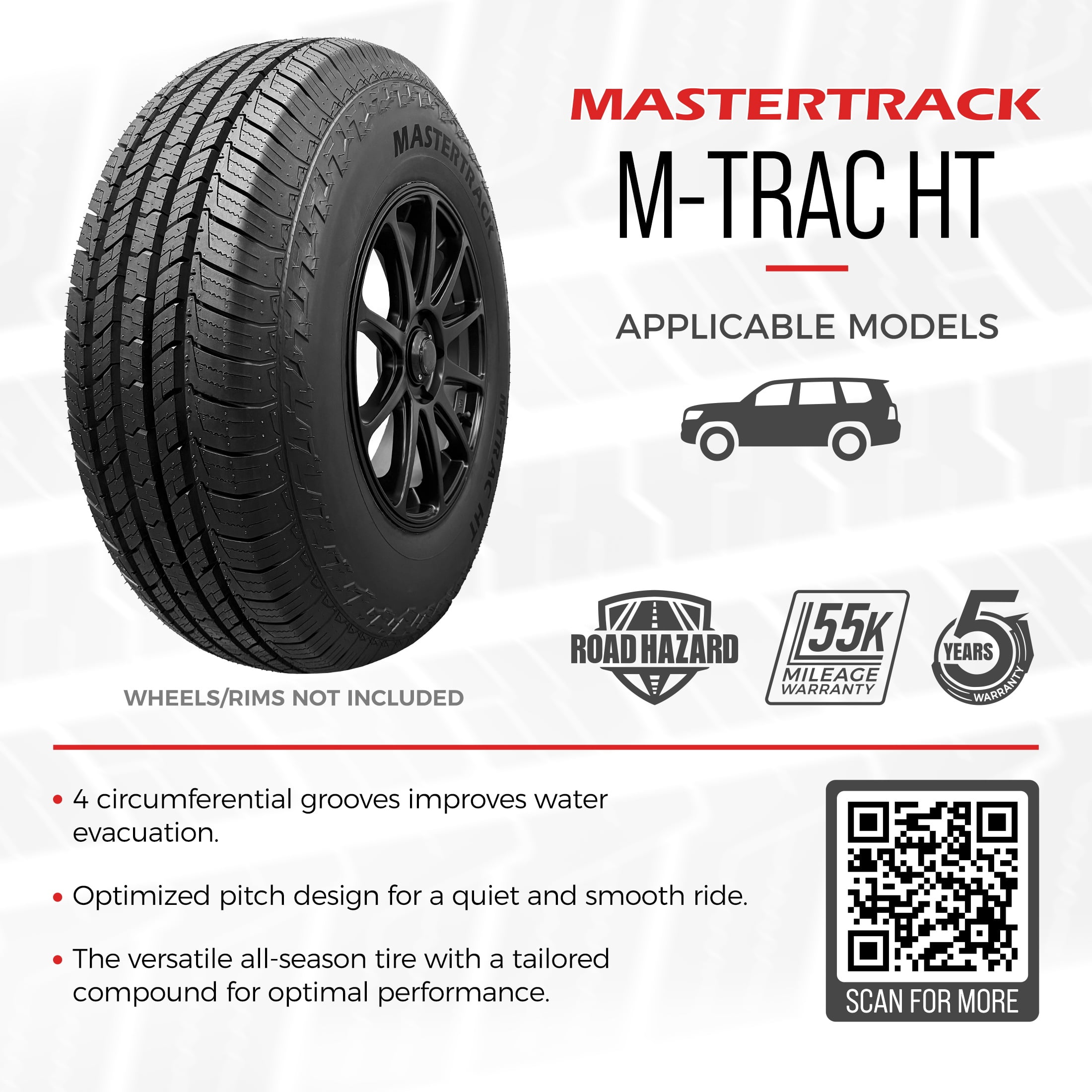 Mastertrack M-TRAC HT 265/60R18 110H All Season SUV Highway Terrain Tire 265/60/18(Tire Only)