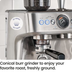 Chefman Crema Supreme Espresso Machine with Conical Burr Grinder and Steam Wand – Stainless Steel, New