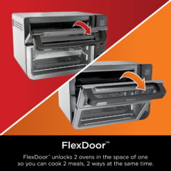 Ninja 10-in-1 Air Fryer, Double Door Toaster Oven with FlexDoor, FlavorSeal & Smart Finish, Rapid Top Convection and Air Fry Bottom, Bake, Toast, Air Fry, Pizza and More, Stainless Steel, DCT400