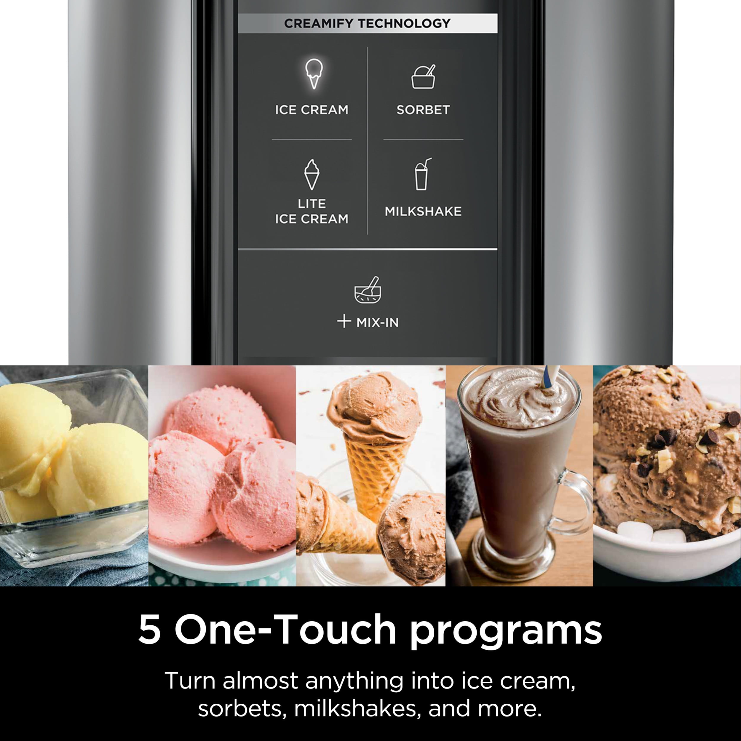 Ninja CREAMi Ice Cream Maker, for Gelato, Mix-ins, Milkshakes, Sorbet, Smoothie Bowls & More, 5 One-Touch Programs, with (2) 16 oz Pint Containers & Lids, Perfect for Kids, White, NC300WH