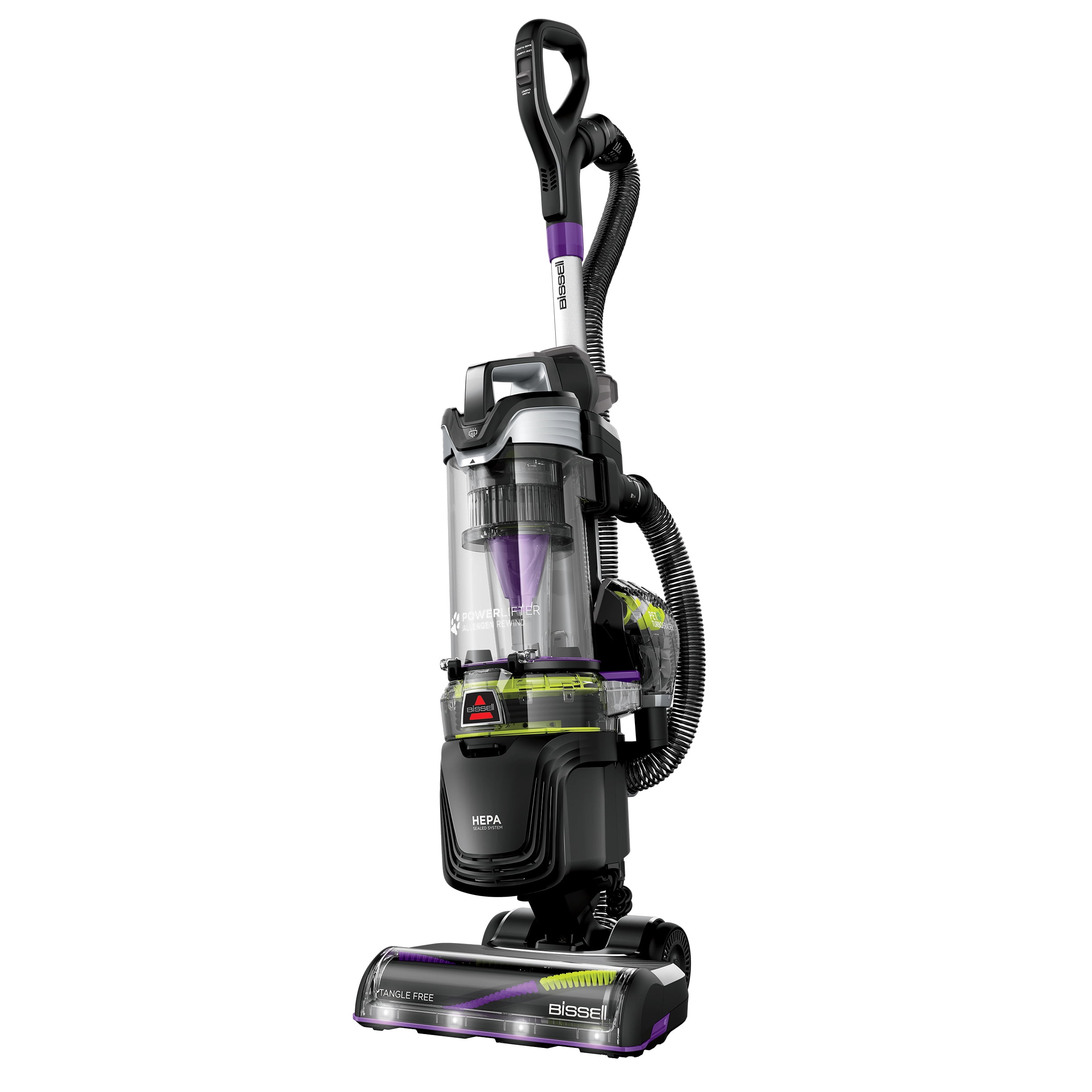BISSELL Upright Vacuum, PowerLifter Allergen Pet Rewind, Pet Friendly , Bagless, HEPA filter, with Tangle Free Brush Roll, Swivel Steering and LED Headlights, 3404, Black