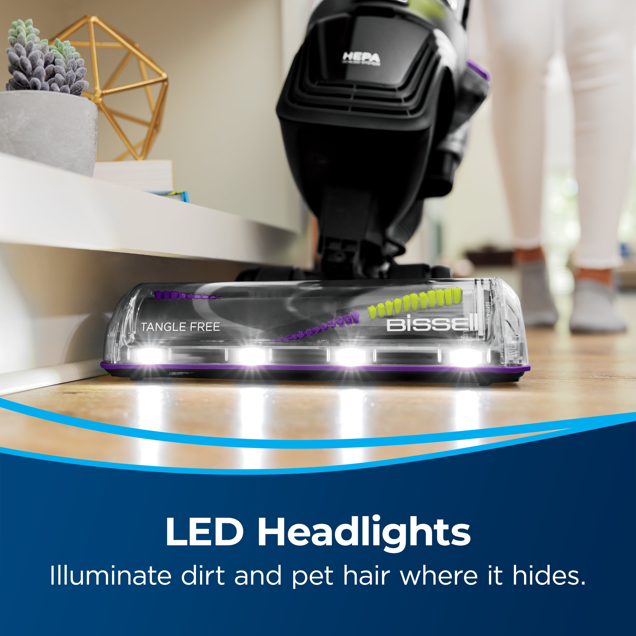 BISSELL Upright Vacuum, PowerLifter Allergen Pet Rewind, Pet Friendly , Bagless, HEPA filter, with Tangle Free Brush Roll, Swivel Steering and LED Headlights, 3404, Black