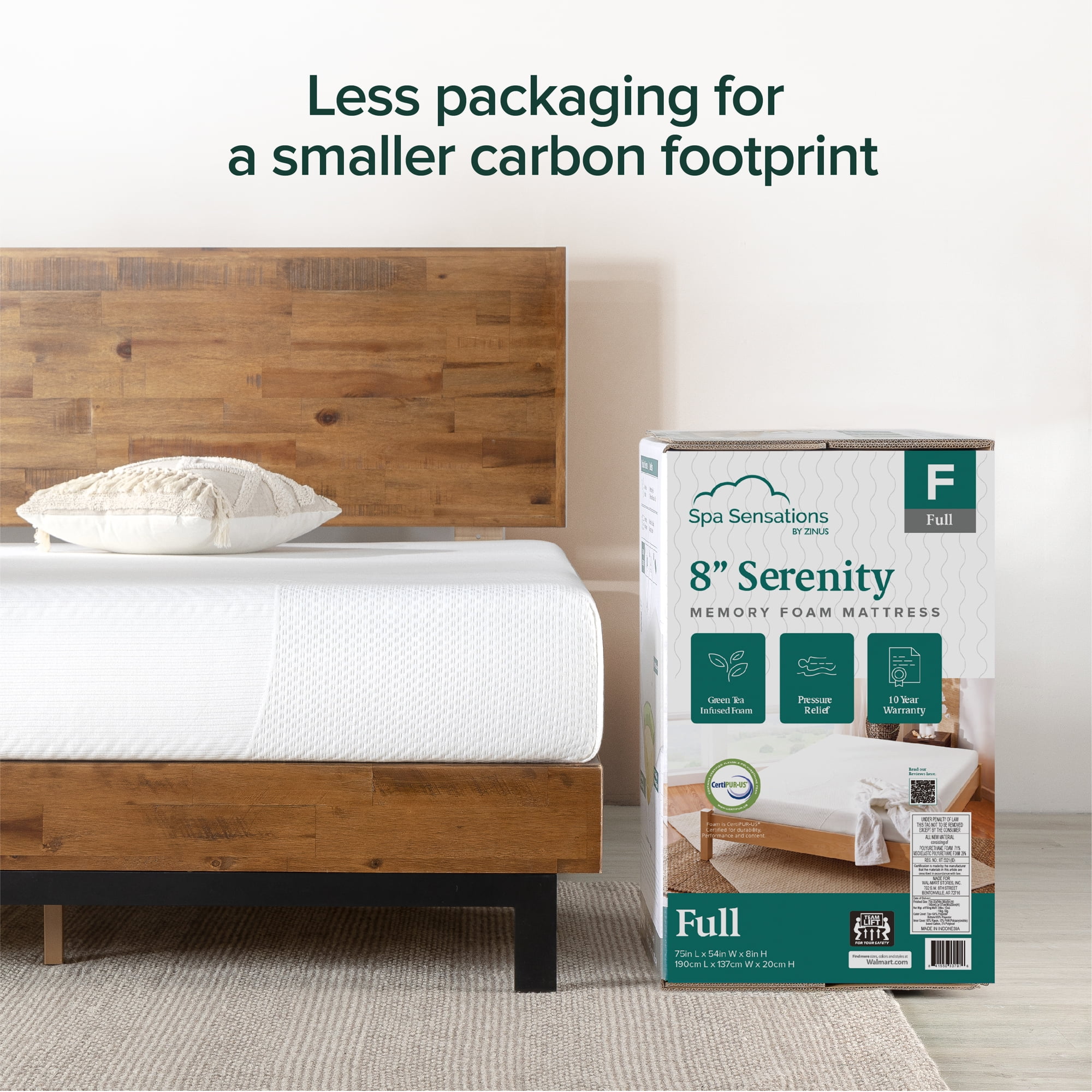 Zinus Spa Sensations Serenity 8" Memory Foam Mattress, Full