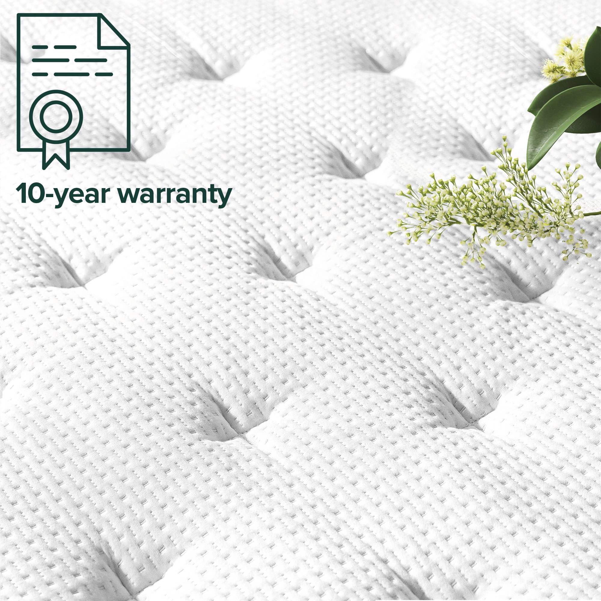 Zinus True Support 12" Twin Euro Top Medium Hybrid Mattress with Comfort Foam and Pocket Springs