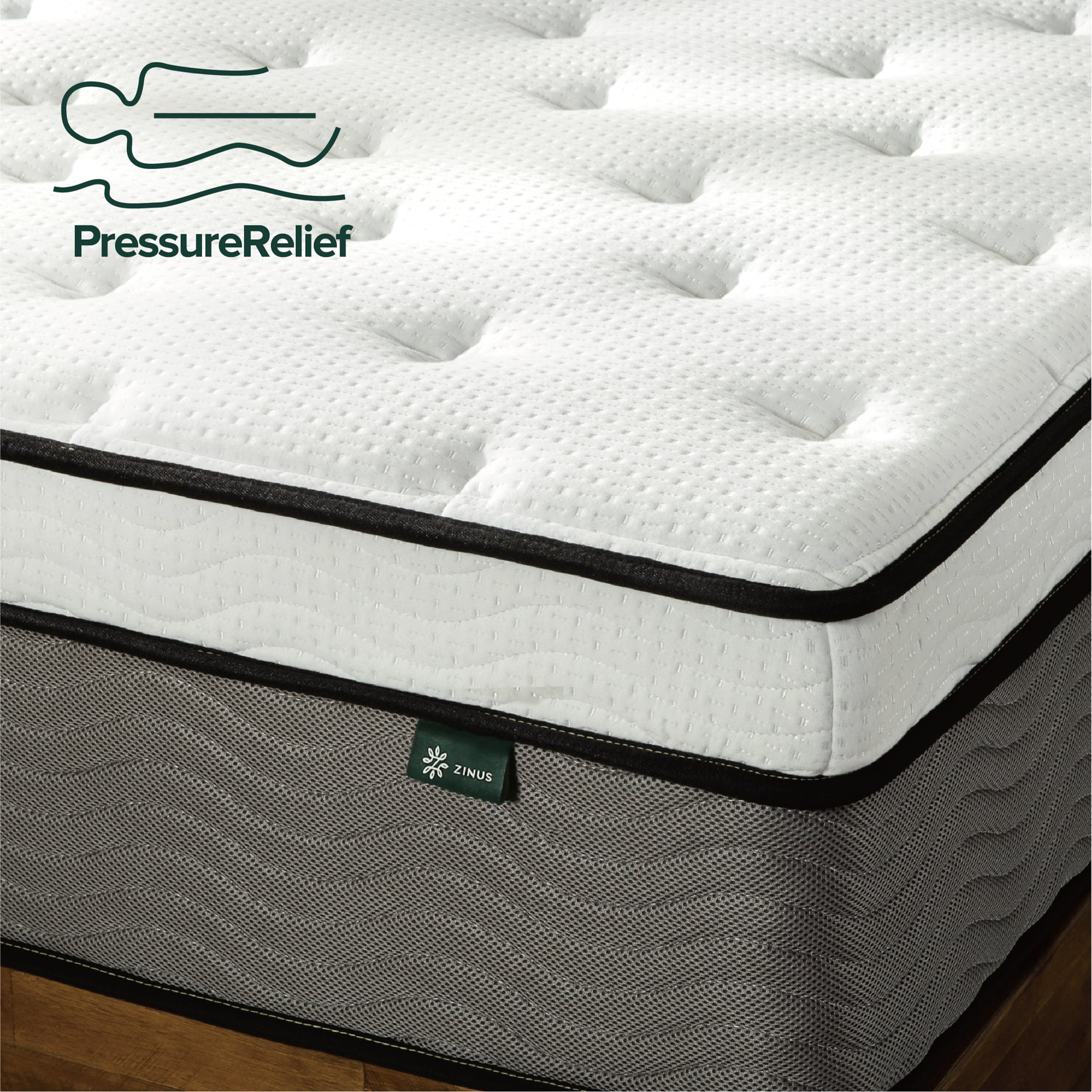 Zinus True Support 14" Full Euro Top Medium Hybrid Mattress with Comfort Foam and Pocket Springs
