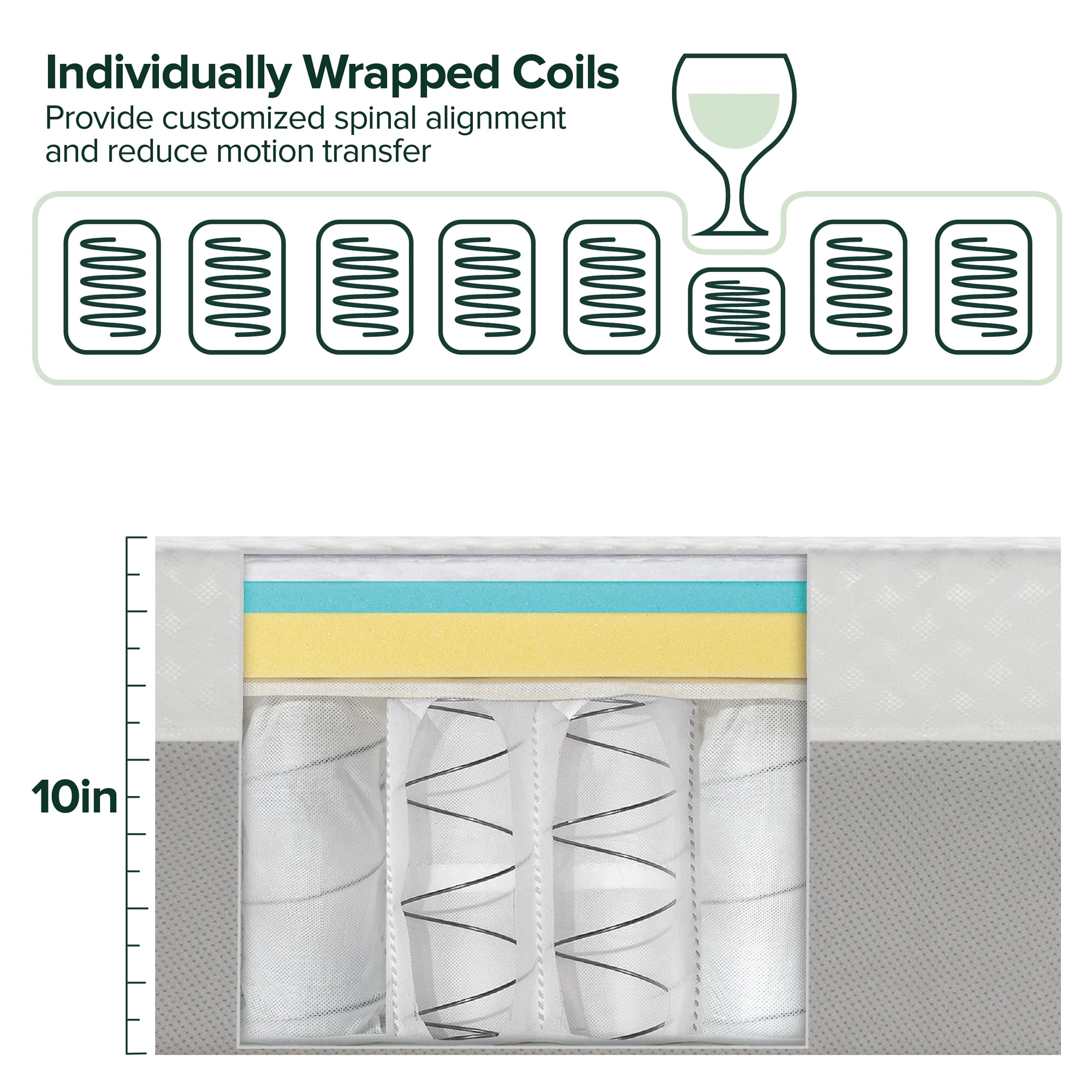 Zinus Cooling Airflow 10" Hybrid Mattress in a Box, Adult, King