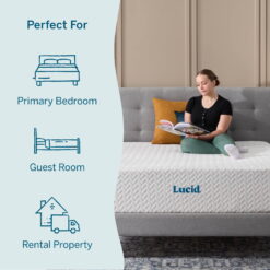 Lucid Refresh Twin XL Tight Top 12" Firm Memory Foam Mattress with Gel Infusion and Ventilation