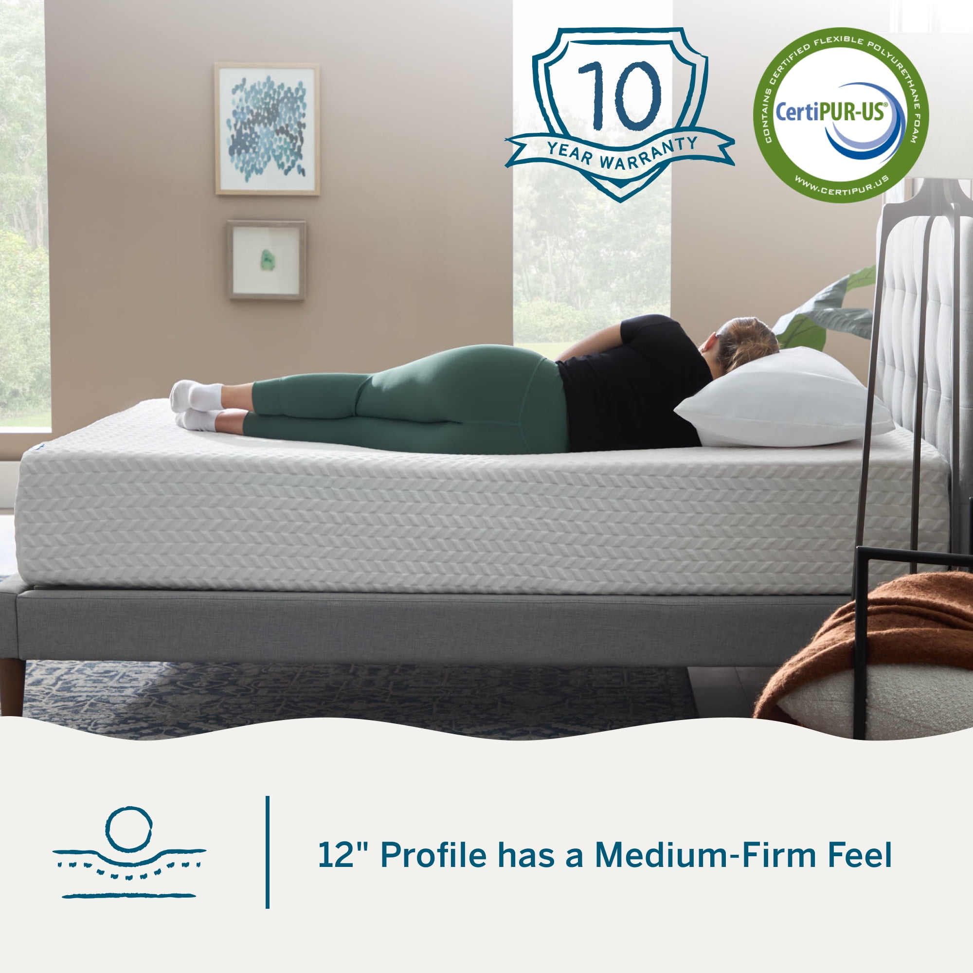 Lucid Refresh Twin Tight Top 12" Firm Memory Foam Mattress with Gel Infusion and Ventilation