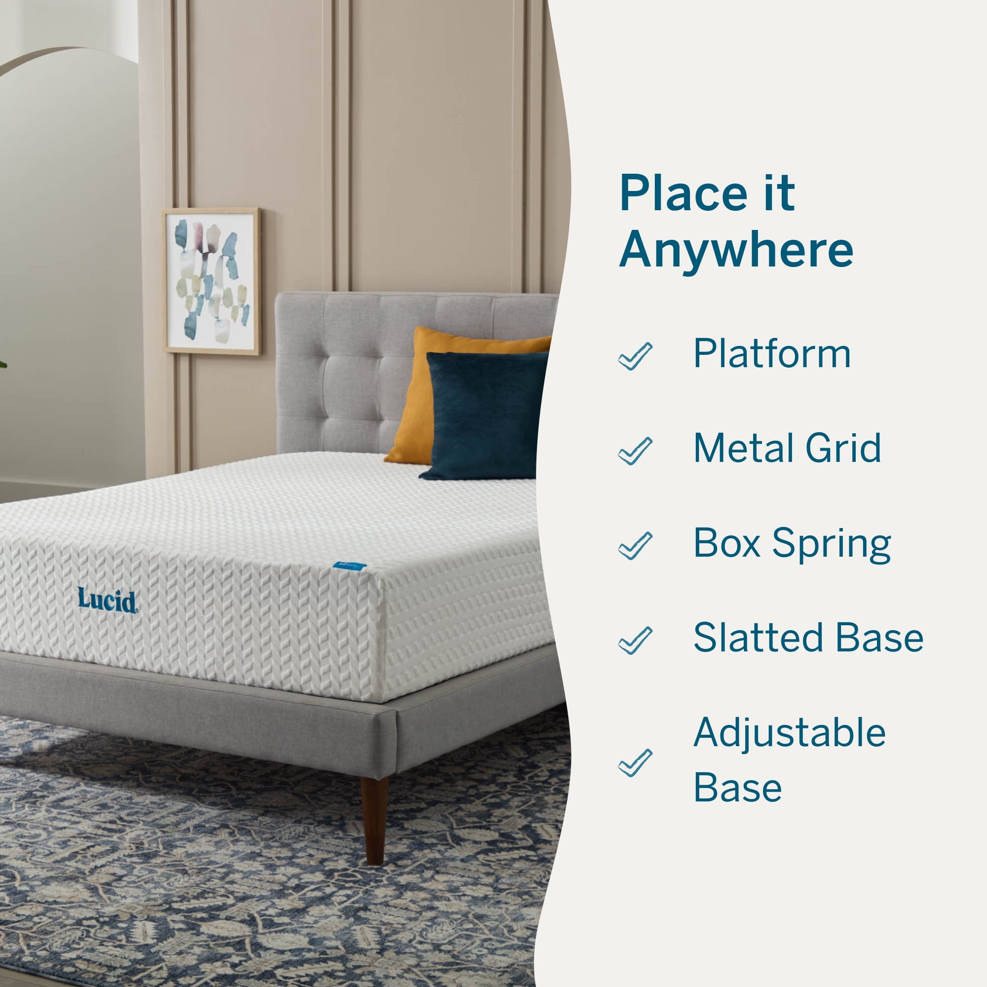 Lucid Refresh King Tight Top 12" Firm Memory Foam Mattress with Gel Infusion and Ventilation