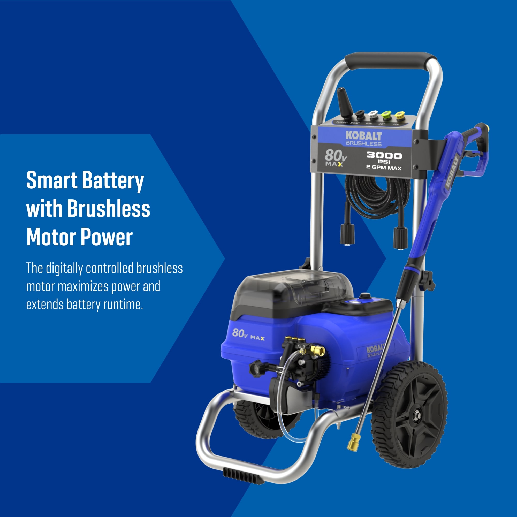 Kobalt 3000-PSI 2-GPM Cold Water Battery Pressure washer with 5 Spray Tips 4 Ah (Battery Included) (Charger Included)