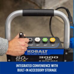 Kobalt 3000-PSI 2-GPM Cold Water Battery Pressure washer with 5 Spray Tips 4 Ah (Battery Included) (Charger Included)
