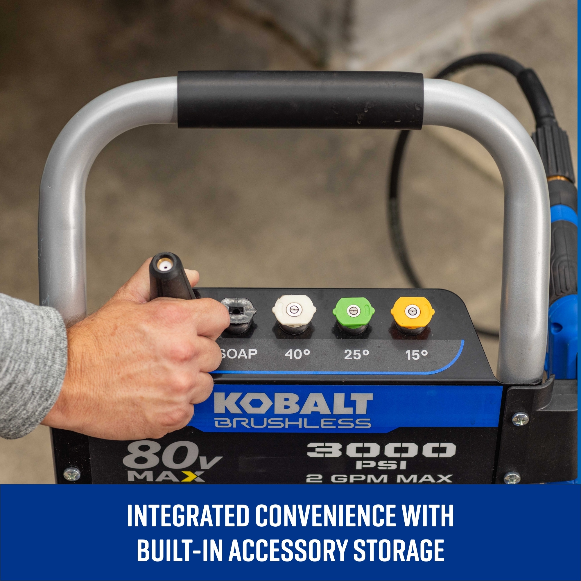 Kobalt 3000-PSI 2-GPM Cold Water Battery Pressure washer with 5 Spray Tips 4 Ah (Battery Included) (Charger Included)
