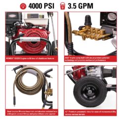 SIMPSON 3.5 GPM Powershot 4000-PSI 3.5-GPM Cold Water Gas Pressure washer with 4 Spray Tips