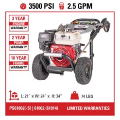 SIMPSON 49-State Powershot 3500-PSI 2.5-GPM Cold Water Gas Pressure washer with 4 Spray Tips