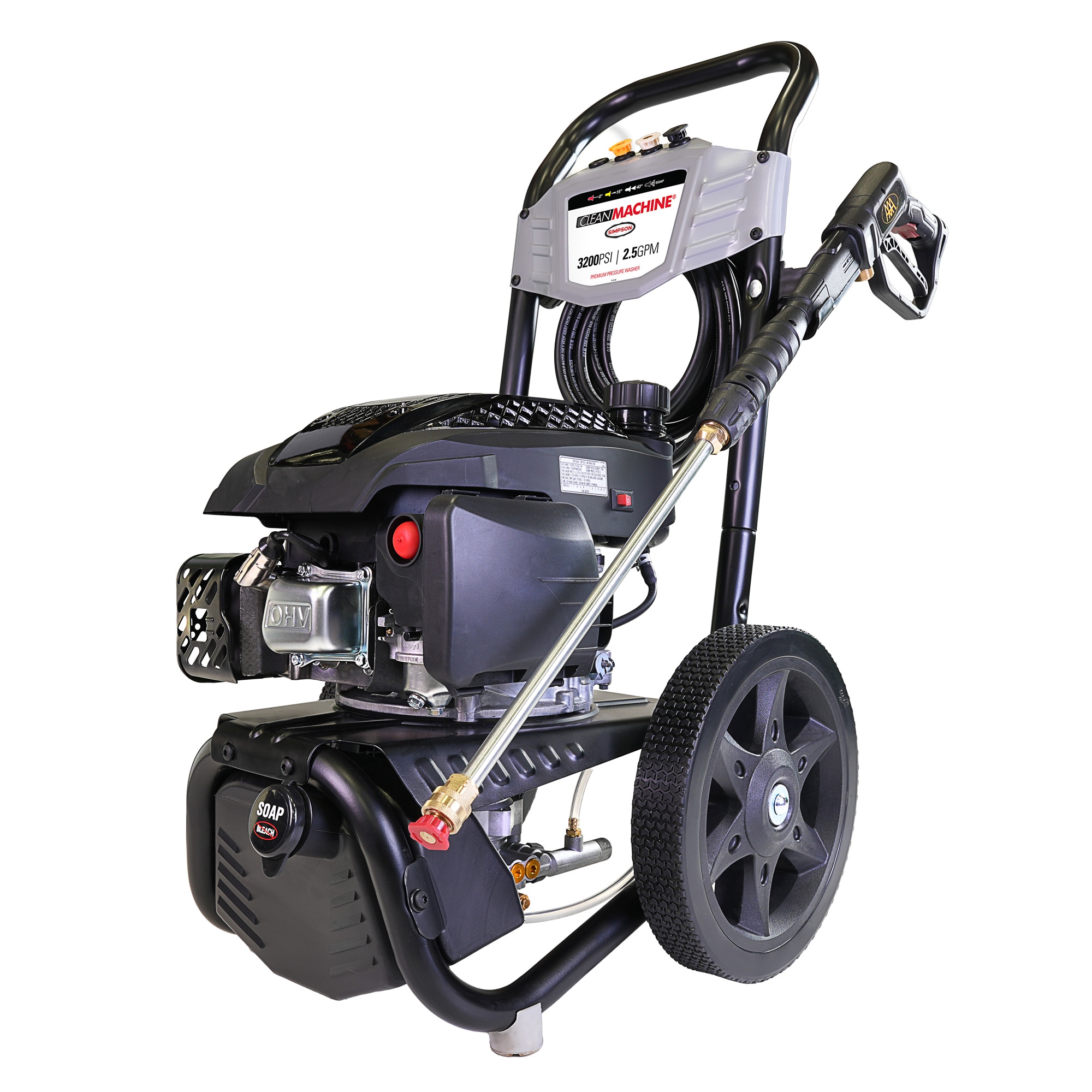 SIMPSON Clean Machine 3200 PSI at 2.5 GPM 3200-PSI 2.5-GPM Cold Water Gas Pressure washer with 4 Spray Tips