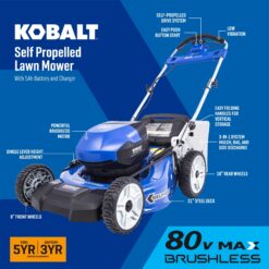 Kobalt 80-volt, 21-in Self Propelled Battery Walk Mower with (1) 5 Ah Battery & Charger Included