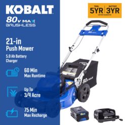Kobalt 80-volt, 21-in Push Battery Walk Mower with (1) 5 Ah Battery Included
