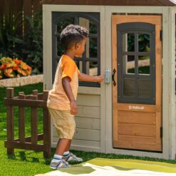 KidKraft Pioneer Cottage Wooden Outdoor Playhouse with Doorbell and 13 Pieces